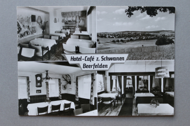 Ansichtskarte AK Beerfelden 1960er Jahre Hotel Cafe z Schwanen Interieur Architektur Ortsansicht Hessen